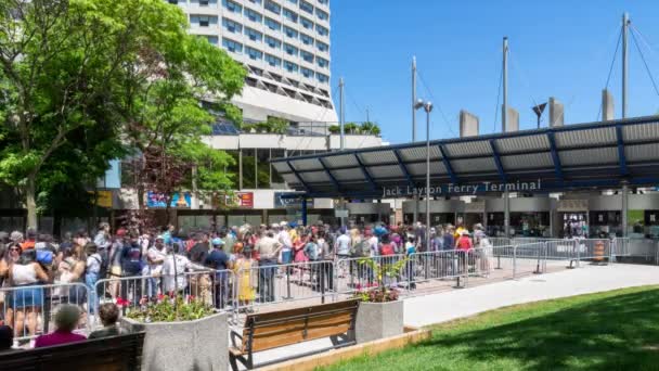 Toronto, Ontario, Canada - June 22, 2019: queue to Toronto Central Island — Stock Video
