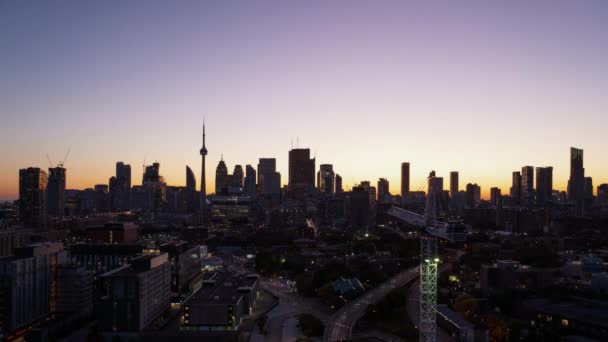 Toronto centro skyline noche crepúsculo timelapse — Vídeo de stock