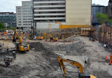 MONTREAL QUEBEC CANADA - 05 26 2020: Büyük Montreal şantiyeleri Salgın Salgın Salgın Salgını için kapatıldı