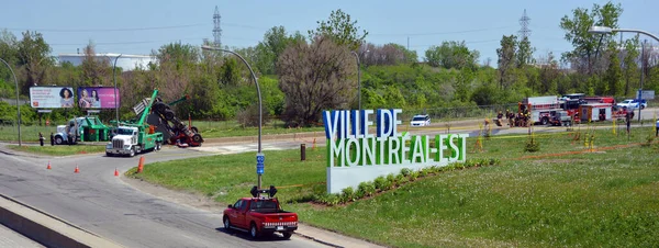 Montreal Quebec Canada 2020 Incidente Stradale Testa Giù Sulla Hightway — Foto Stock