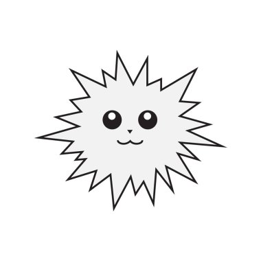 Sevimli ponpon bir yüze sahip. Gülümse. Vektör çizim