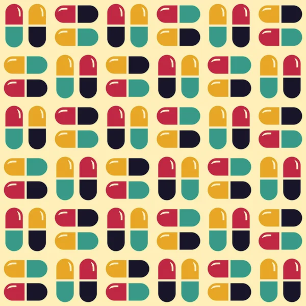 Farmaci Pillole Compresse Modello Geometrico Senza Cuciture — Vettoriale Stock