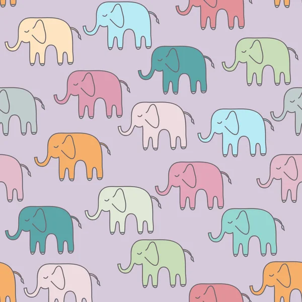 Söt Ljusa Elefanter Rosa Bakgrund Sömlös Mångfärgade Mönster Skiss — Stock vektor