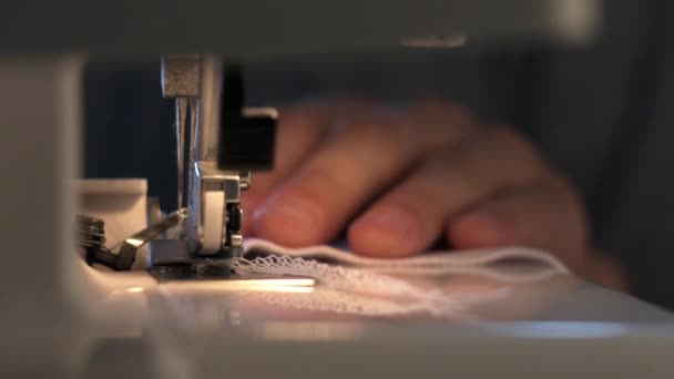 Man Working Sewing Machine — Stock Video