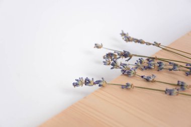 açık renkli ahşap bir gemide yatan lavanta