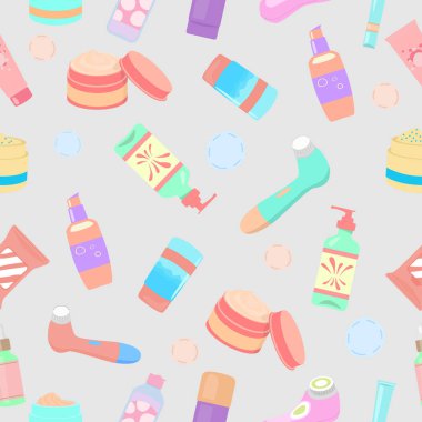 Cilt bakım ürünleri ile vektör seamless modeli.