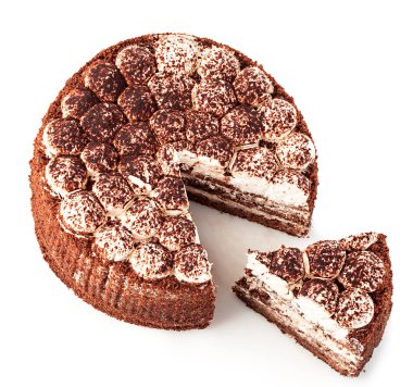 Beyaz bir arka plan üzerinde izole lezzetli pasta yakın çekim.