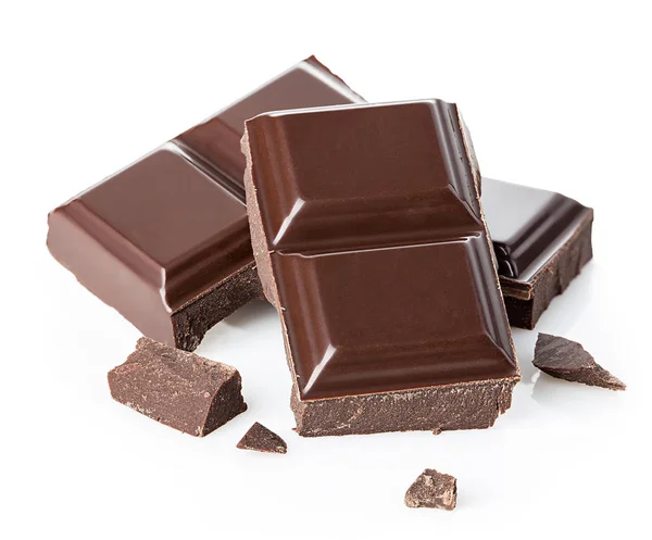 Barras Chocolate Negro Aisladas Sobre Fondo Blanco —  Fotos de Stock