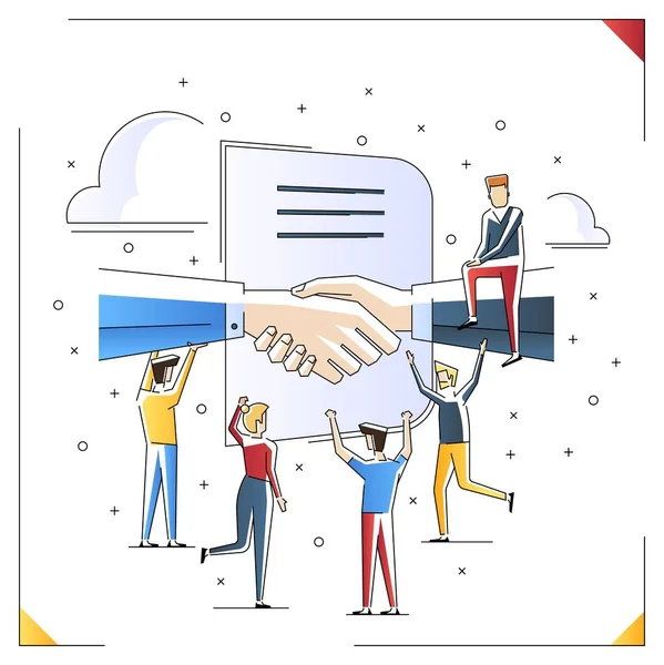 Vector illustration. Handshake. Conclusion of a contract, successful partnership. Cooperation. Conclusion of the transaction — Stock Vector