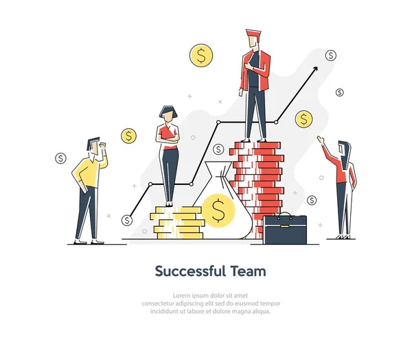 People Office Workers zakenman op succes stadium. Teamwork concept. Vector plat grafisch ontwerp cartoon illustratie Rechtenvrije Stockillustraties