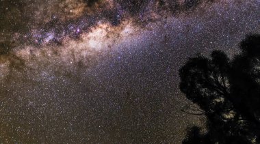 Parlak yıldızlı gece gökyüzü