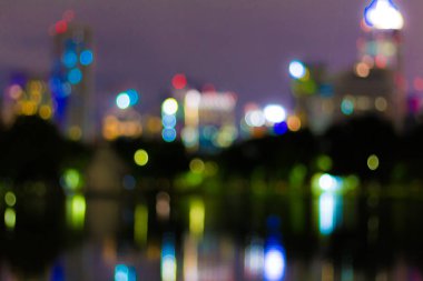 Bangkok şehrinde bokeh ışıkları soyut görüntü.