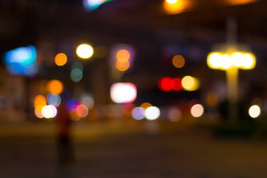 Bangkok şehrinde bokeh ışıkları soyut görüntü.