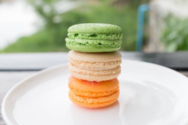 açık fırın evi kafede taze macaroons