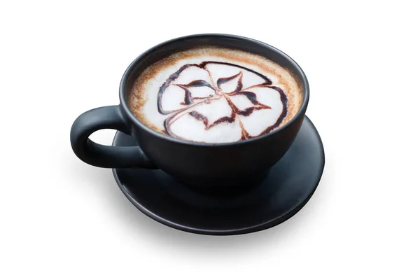 Café caliente con espuma arte de la leche. Una taza de café negro. Café caliente i — Foto de Stock