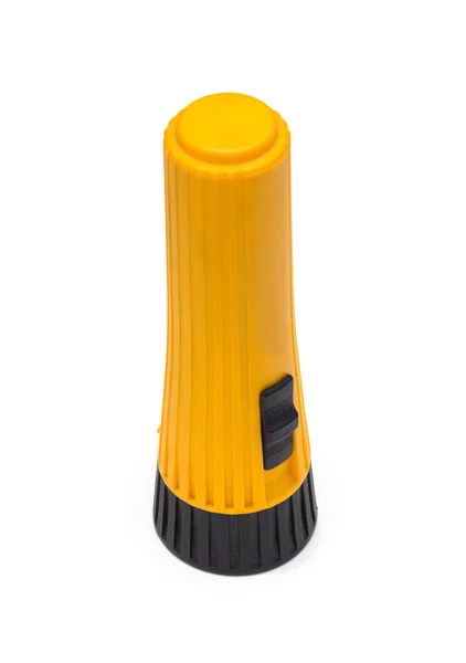 シンプルなデザインの黄色の電気懐中電灯は、白いbに隔離 — ストック写真