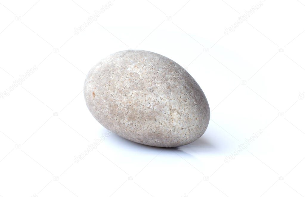 Pebbles stone, heap of stones isolated on white background, sea 