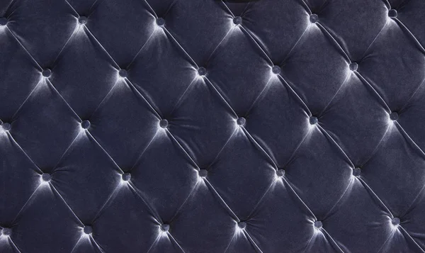 Close up estilo chesterfield retro, Azul capitone fundo têxtil — Fotografia de Stock