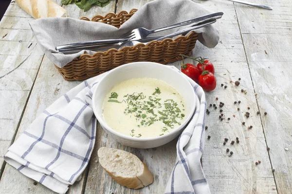 Bowl Hot Cheese Soup Food — Stock Photo, Image