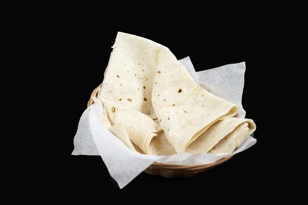 pita bread on a black background