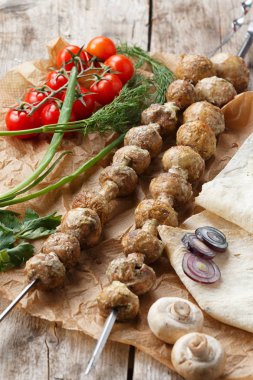 ızgara champignon mantar, seçici odak