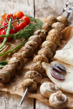 ızgara champignon mantar, seçici odak