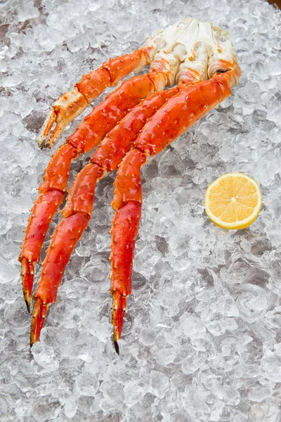 Crab legs on ice — Stock Photo, Image