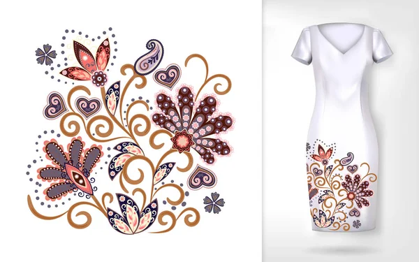 Nakış desenli renkli çiçek desenleri. Giysilerdeki geleneksel süs çiçeği desenleri. Giysi, tekstil ve ev eşyalarında kullanılabilir..