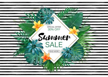 Trendy çiçek vektör şablonu. Yaz çiçek ve 