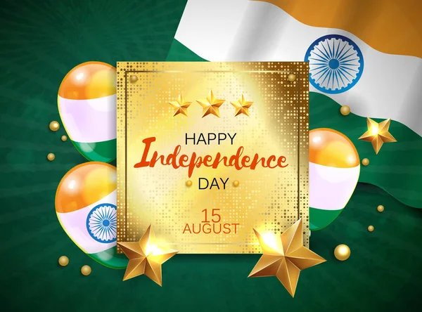 Vector Illustration Independence Day India Banner Indian Flag Tricolor — Stock Vector