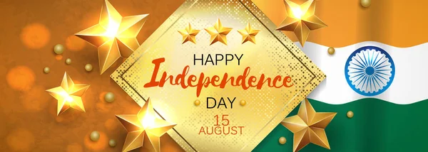 Happy Independence Day India Illustrazione Vettoriale Flyer Design Agosto Banner — Vettoriale Stock