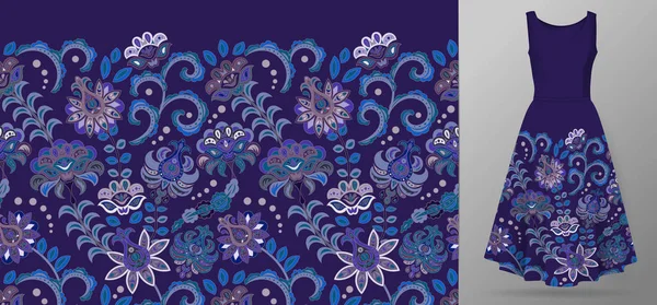 Вертикальный Безводный Фон Моды Длинное Женское Платье Макетируется Ярким Ручным — стоковый вектор