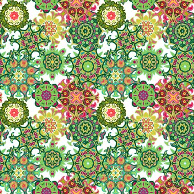 Mandala. Etnik motiflerle vektör seamless modeli