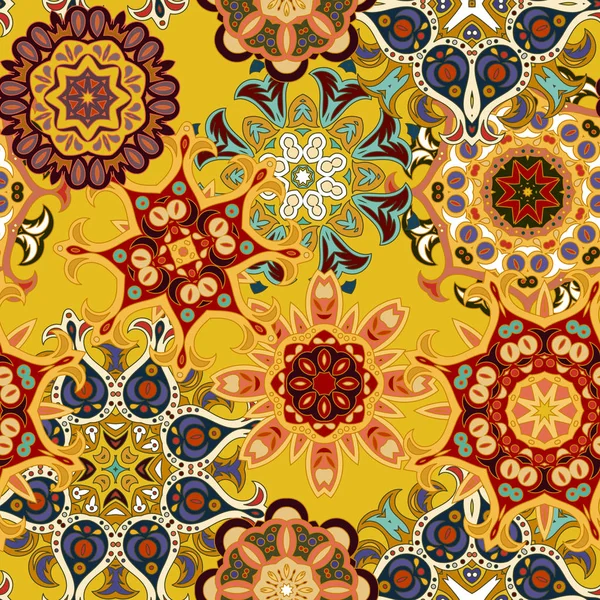 Patrón Multicolor Sin Costuras Con Mandalas Orientales Islam Árabe Motivos — Archivo Imágenes Vectoriales