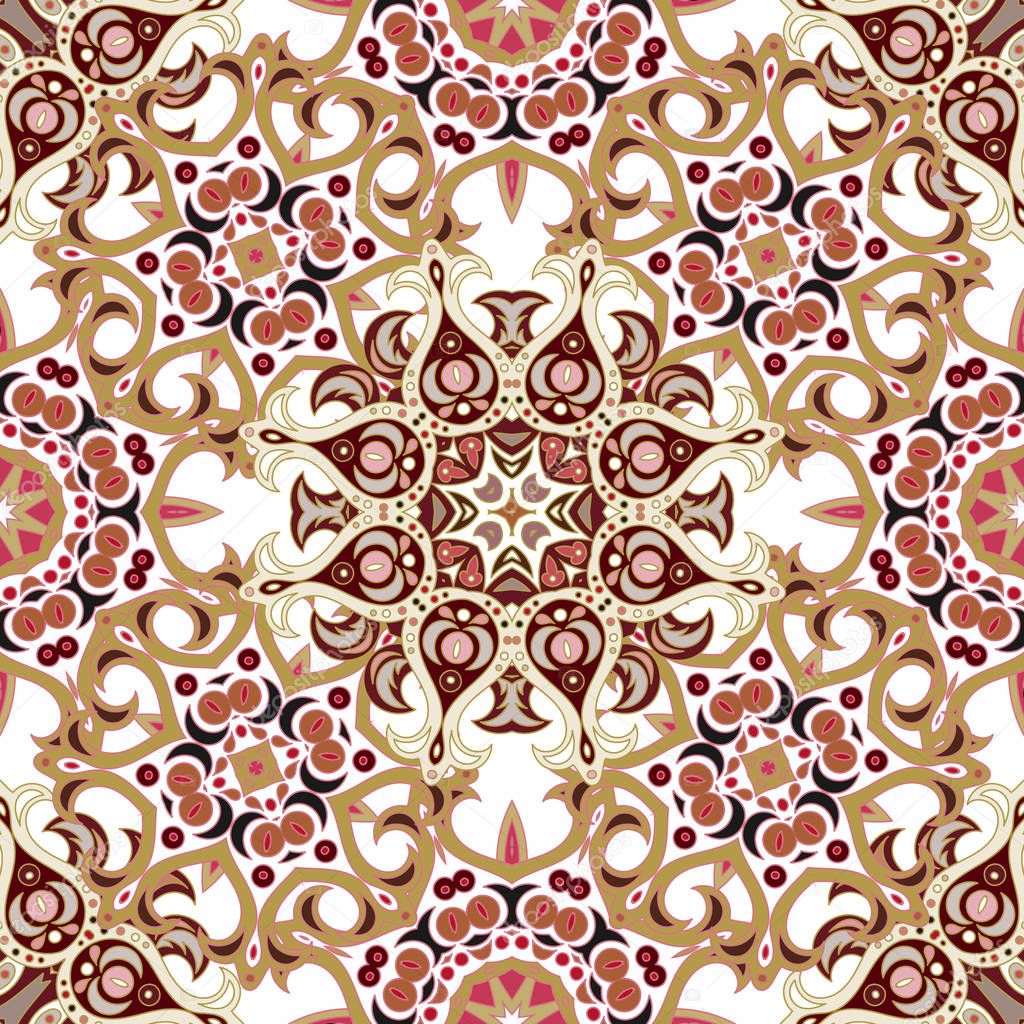 Seamless background pattern. Decorative symmetric mosaic pattern. Vector