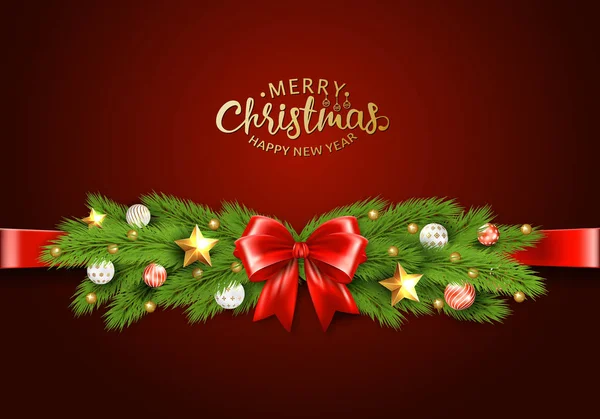 Carte Vœux Noël Avec Décorations Traditionnelles Lettrage Vecteur Eps10 — Image vectorielle