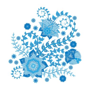 Muhteşem çiçeklerle süslü süsleme. Vektör çizim.