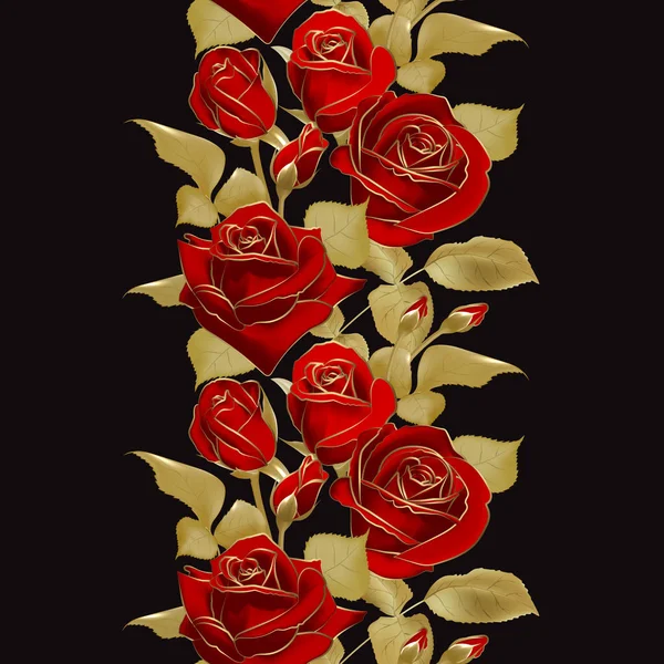 Vector Flower Border. Rosa realista, ilustração 3d . —  Vetores de Stock