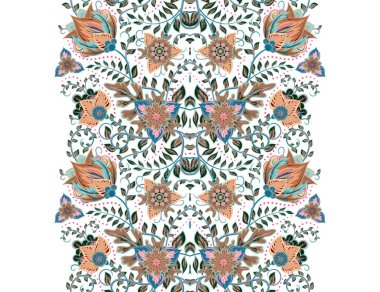 Çiçeklerin sınırlarında harika çiçekler var. Klasik çiçeklerin arka planında ve sınırlarında. Çiçek duvar kağıdı. Kumaş, tekstil, ambalaj kağıdı için dekoratif süs.