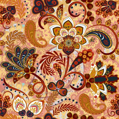 Hint tarzında çiçekli desensiz desenler. Çiçek vektör arkaplanı