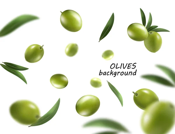 Falling olive isolated on white background — Stock Vector