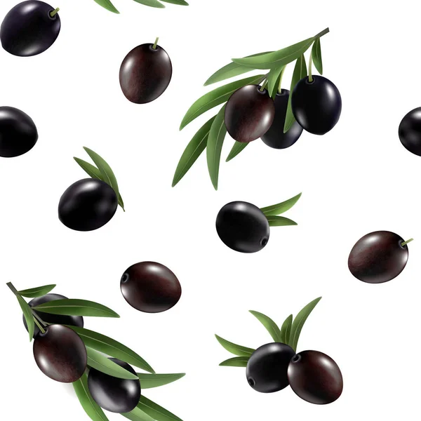 Black olive seamless pattern. Vector — Stock Vector