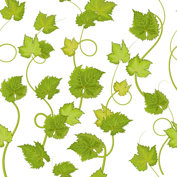 Patrón sin costura vectorial con hojas de uva de vino dibujadas a mano. Hermosos elementos de diseño floral, perfectos para estampados y patrones — Vector de stock