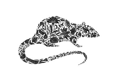 Zentangle stilize sıçan. Elle çizilmiş dantel vektör çizim