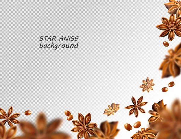 Sterrenanijs achtergrond. Vliegende ster anijs op een transparante achtergrond. Kwaliteit realistische vector, 3d illustratie — Stockvector