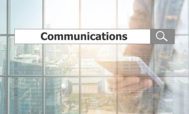 iletişim kavramı, metin arama'yı kullanma. Şehrin telefonun arka planı iletişim.