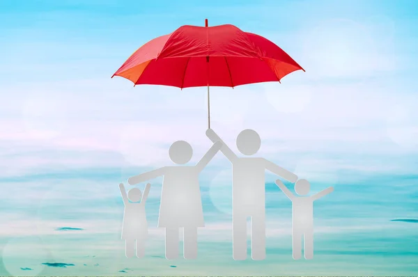 Concept Assurance Vie Famille Protection Par Parapluie — Photo