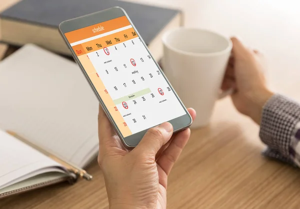 Marca Horario Teléfonos Inteligentes Calendario Como Recordatorios Fechas Importantes Para —  Fotos de Stock
