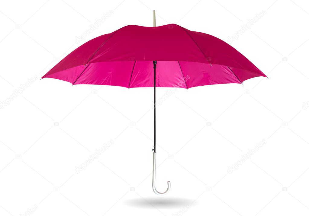 Pink umbrella isolated on white