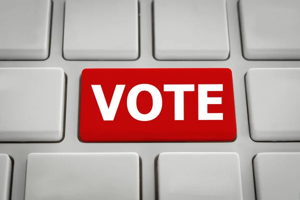 Vote Concept Red Vote Button Computer — Stock Photo, Image